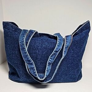 Innovo Tote Shoulder Bag Sack Purse Jean Blue Denim Lightweight Shopping Books